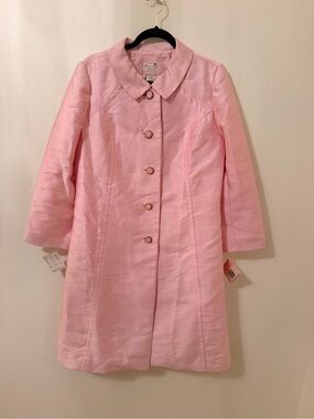 1960s George Brown Originals Pink Wool Silk Coat with Vintage OG Tags Size 14